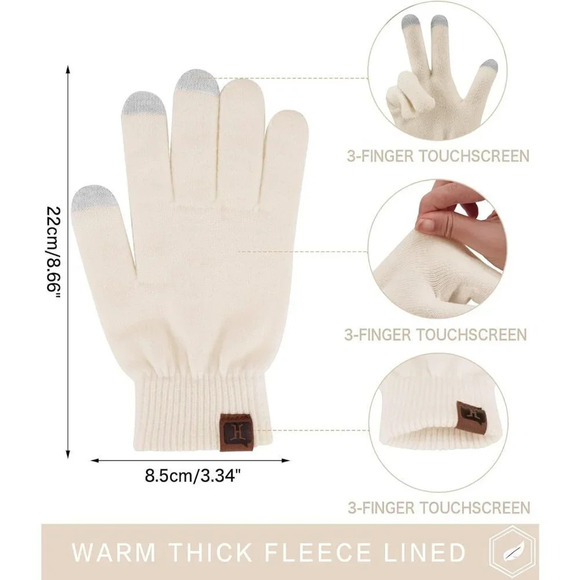 Women's Winter Touchscreen  Thermal Magic Warm Wool Knitted Fleece Lined Gloves - Picture 2 of 6